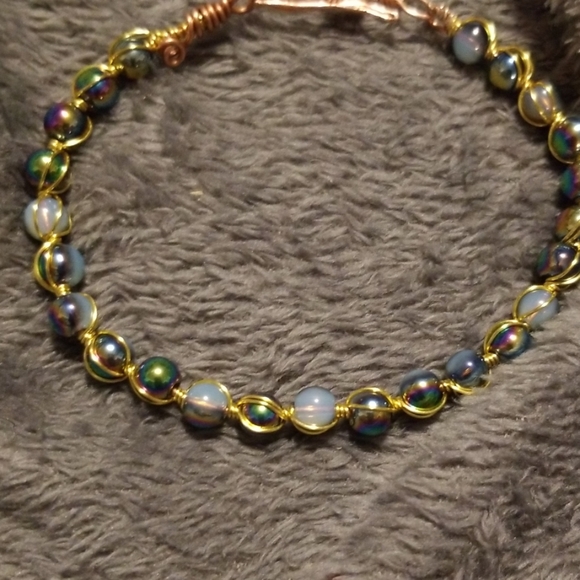 Abalone style glass bead bracelet - Picture 3 of 5